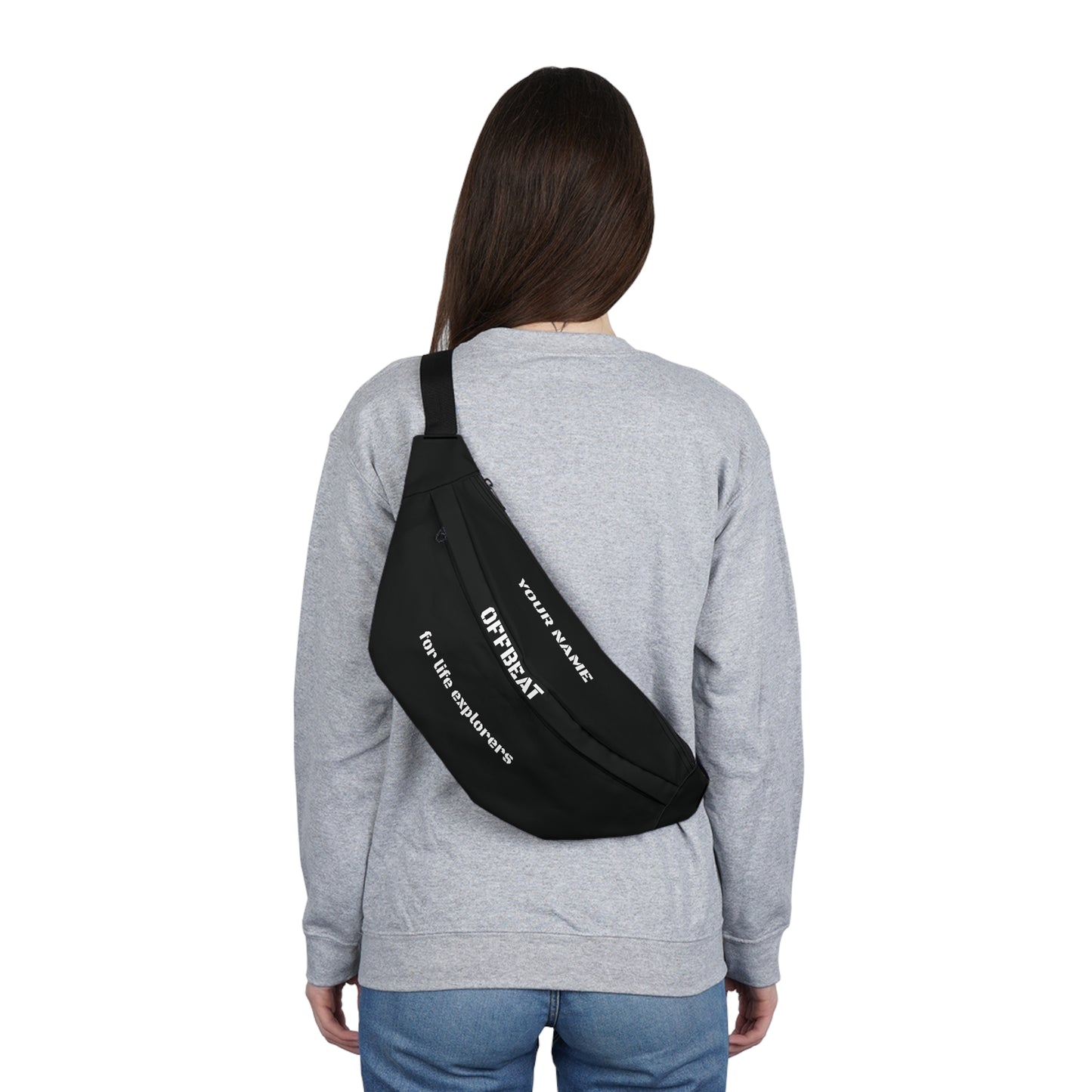 BLACK XL FANNY PACK FOR TRAVEL (WITH YOUR NAME)